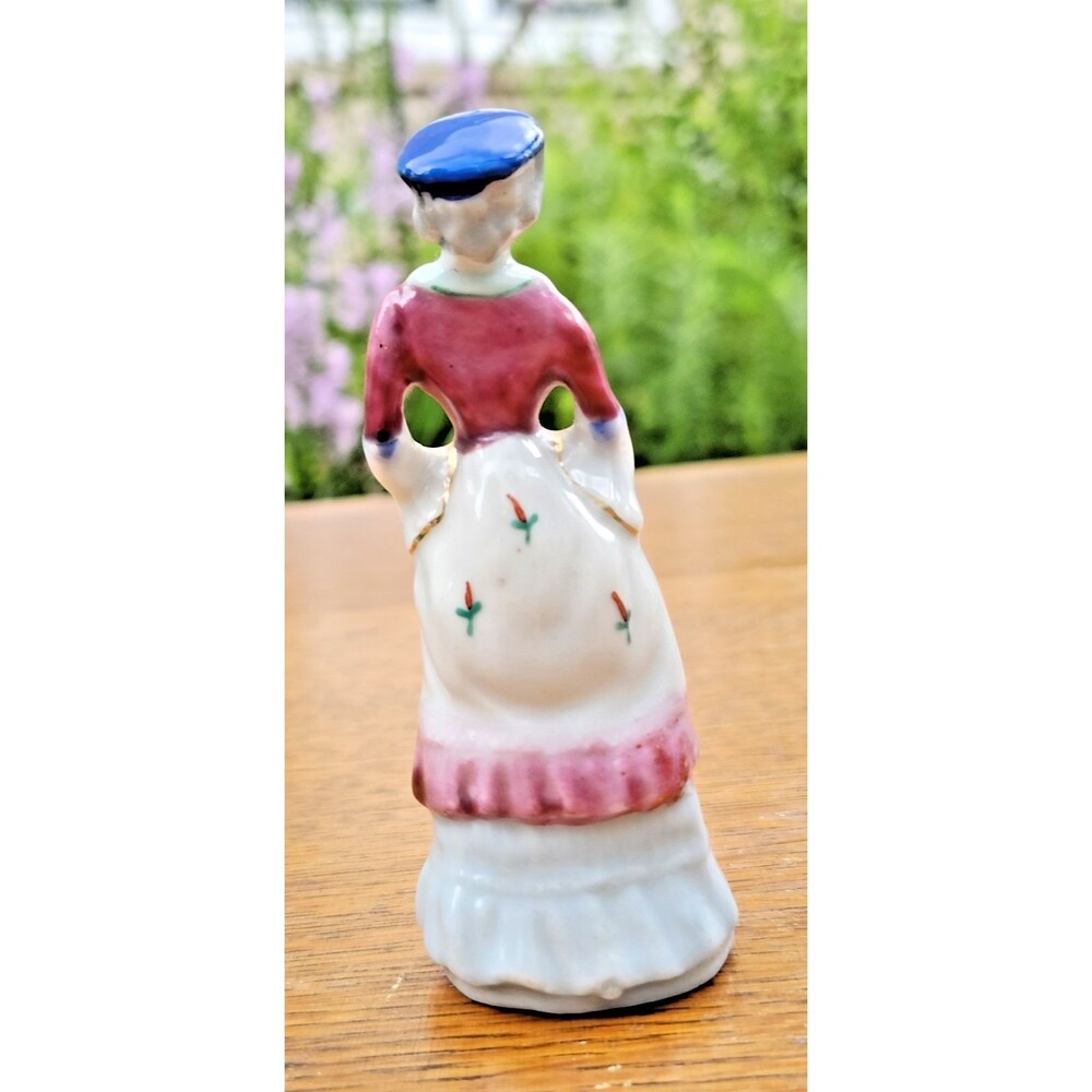 Vtg‎ Japan Glazed Porcelain Victorian Lady Figurine Colonial Woman Statue 4” - Picture 6 of 7